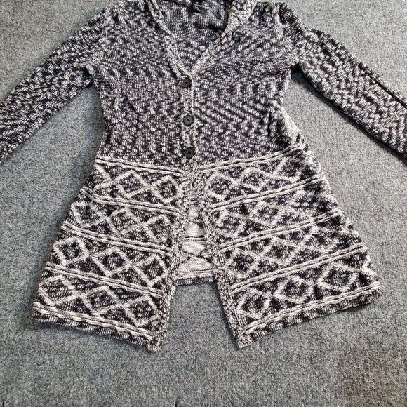 STYLE & CO Women Open Front Cardigan Sweater Size PP 0/2 Gray and Black Striped - Picture 4 of 14